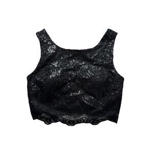 City Studio Juniors Lined Lace With Padded Bra Cropped Sequined Party Top Size 7